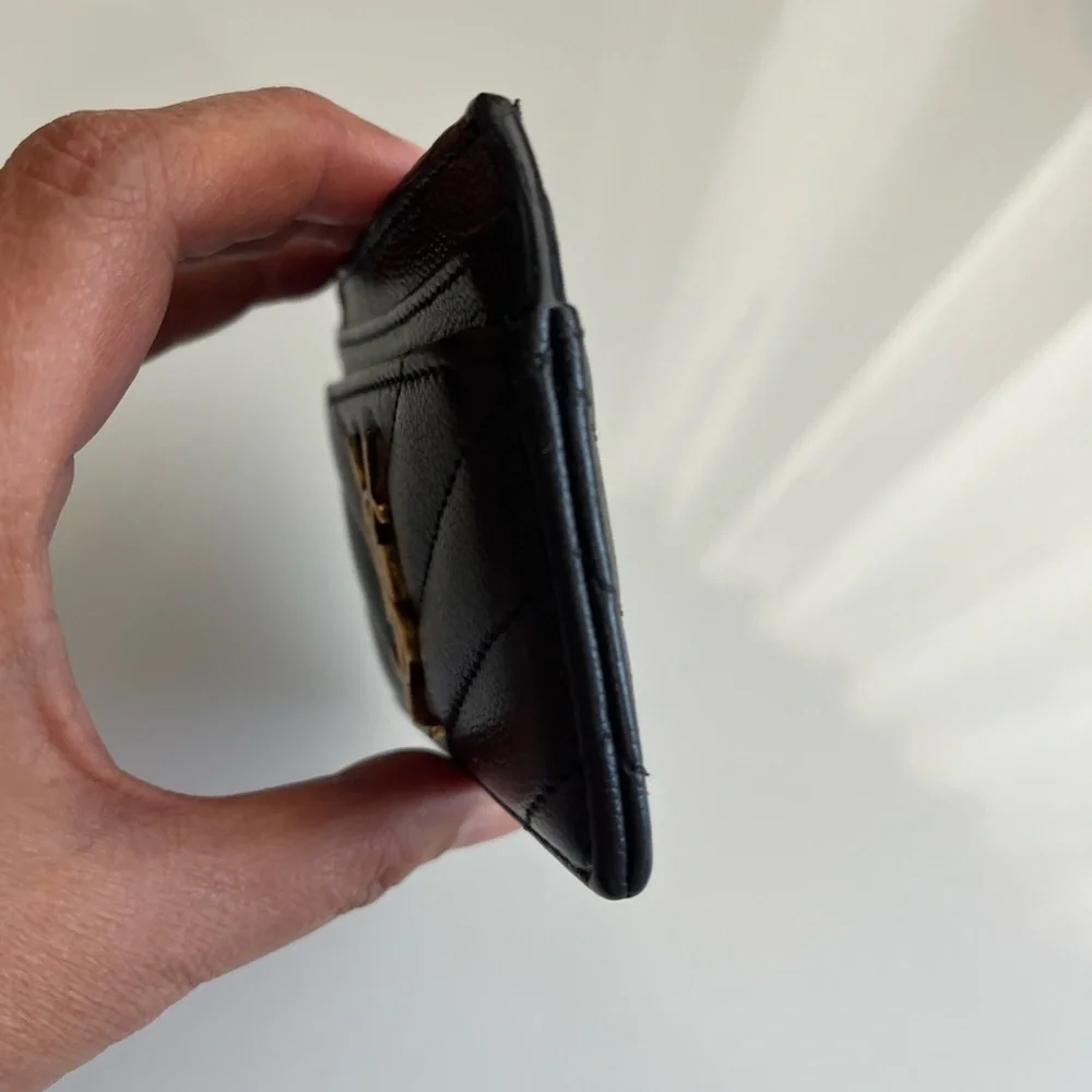 YVES SAINT LAURENT BLACK LEATHER CARD WALLET - Picture 5 of 6